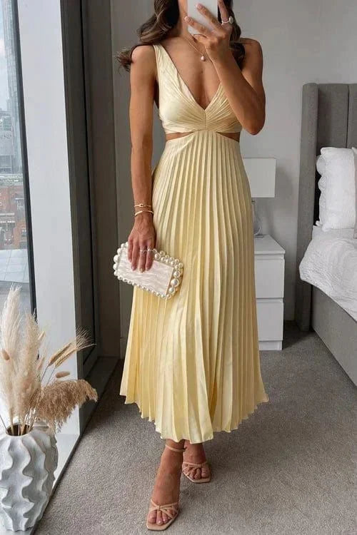Sienna’s | Dress Women Midi Elegant Plissé – Polyester