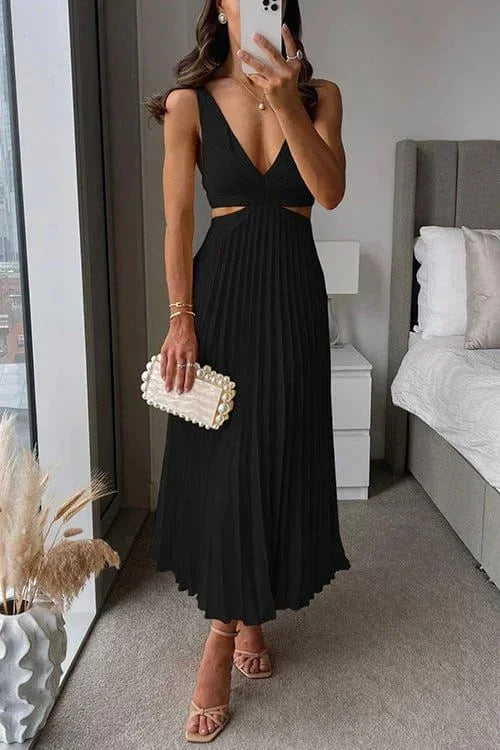 Sienna’s | Dress Women Midi Elegant Plissé – Polyester