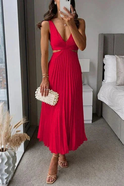 Sienna’s | Dress Women Midi Elegant Plissé – Polyester