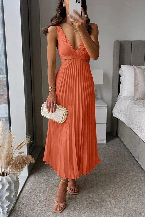 Sienna’s | Dress Women Midi Elegant Plissé – Polyester
