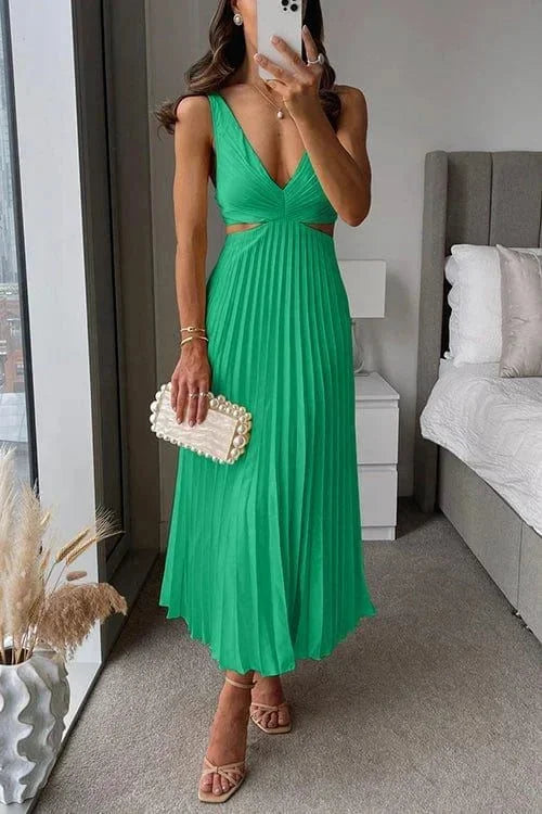 Sienna’s | Dress Women Midi Elegant Plissé – Polyester