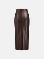 Ruched Leather Midi Skirt voor Fashion‑bewuste Vrouwen
