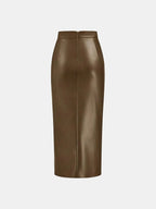 Ruched Leather Midi Skirt voor Fashion‑bewuste Vrouwen