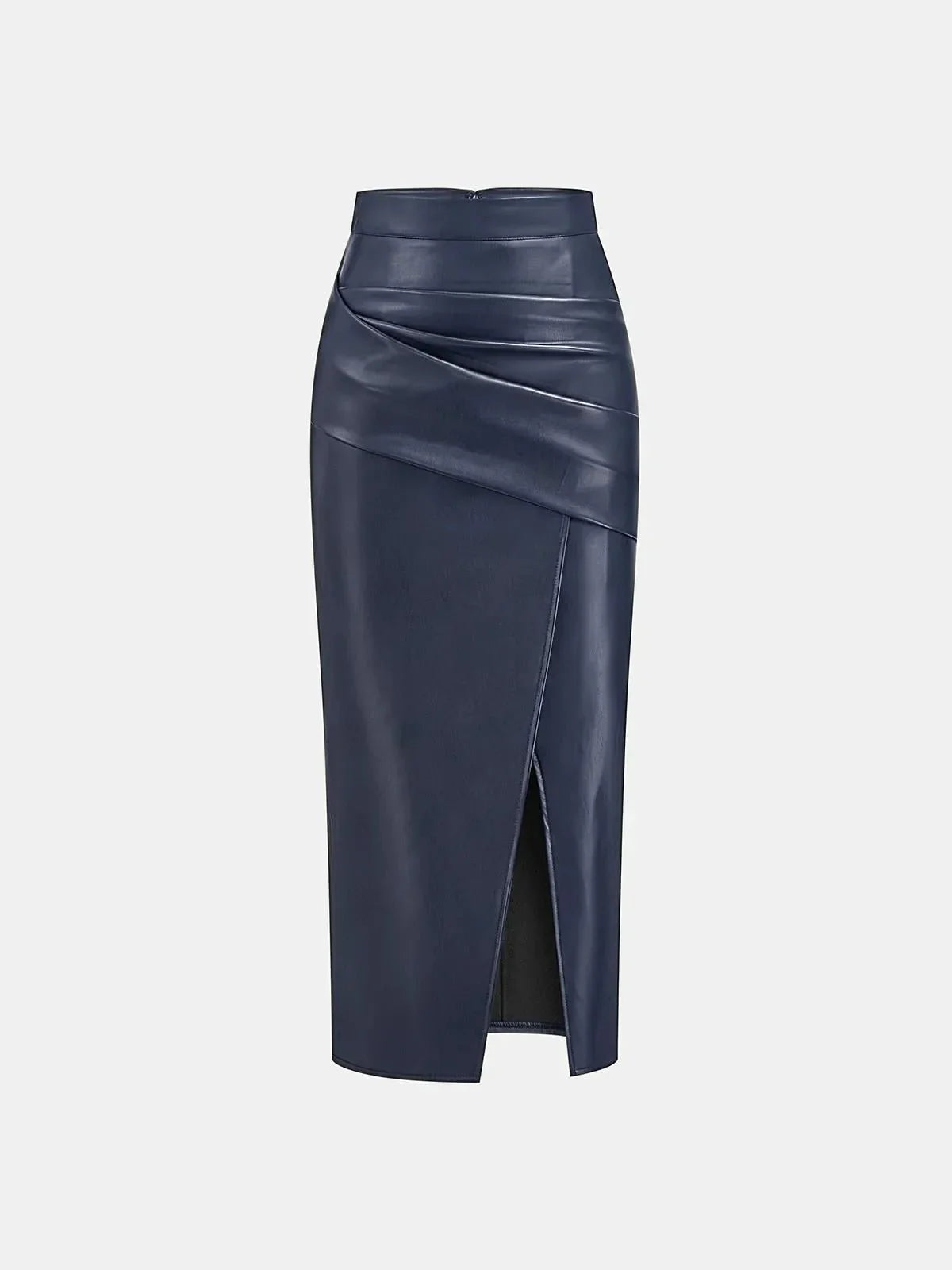 Sienna’s | Ruched Faux Leather Midi Skirt for Style‑Conscious Women