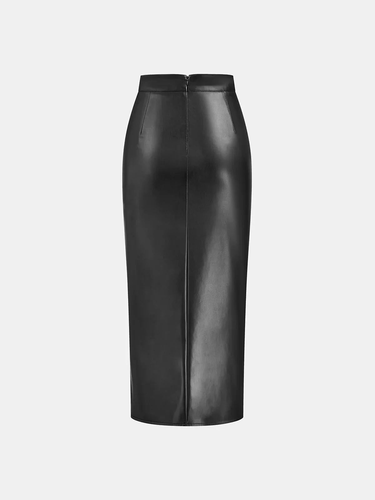 Sienna’s | Ruched Faux Leather Midi Skirt for Style‑Conscious Women