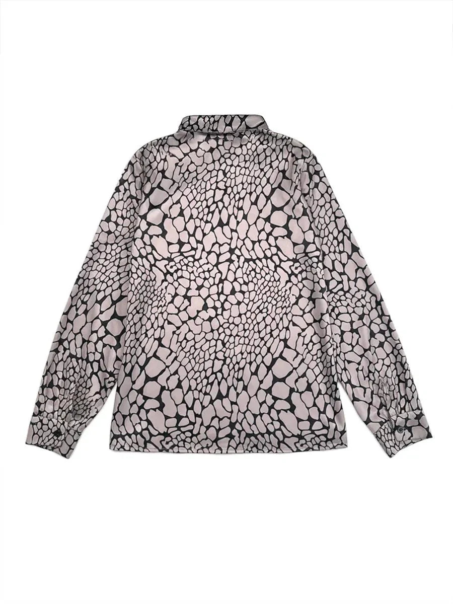 Sienna’s | Satin Blouse Women – Abstract Print, Fluid Drape