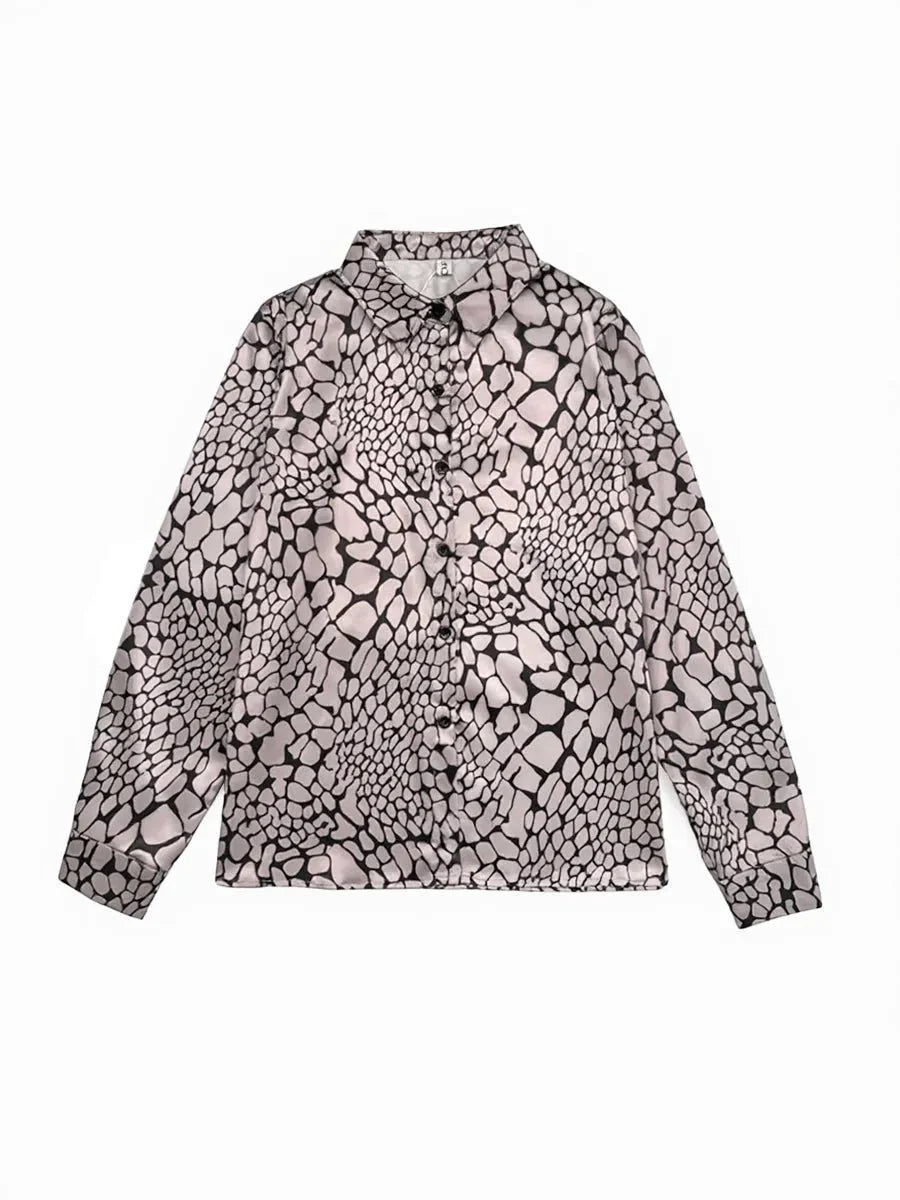 Sienna’s | Satin Blouse Women – Abstract Print, Fluid Drape