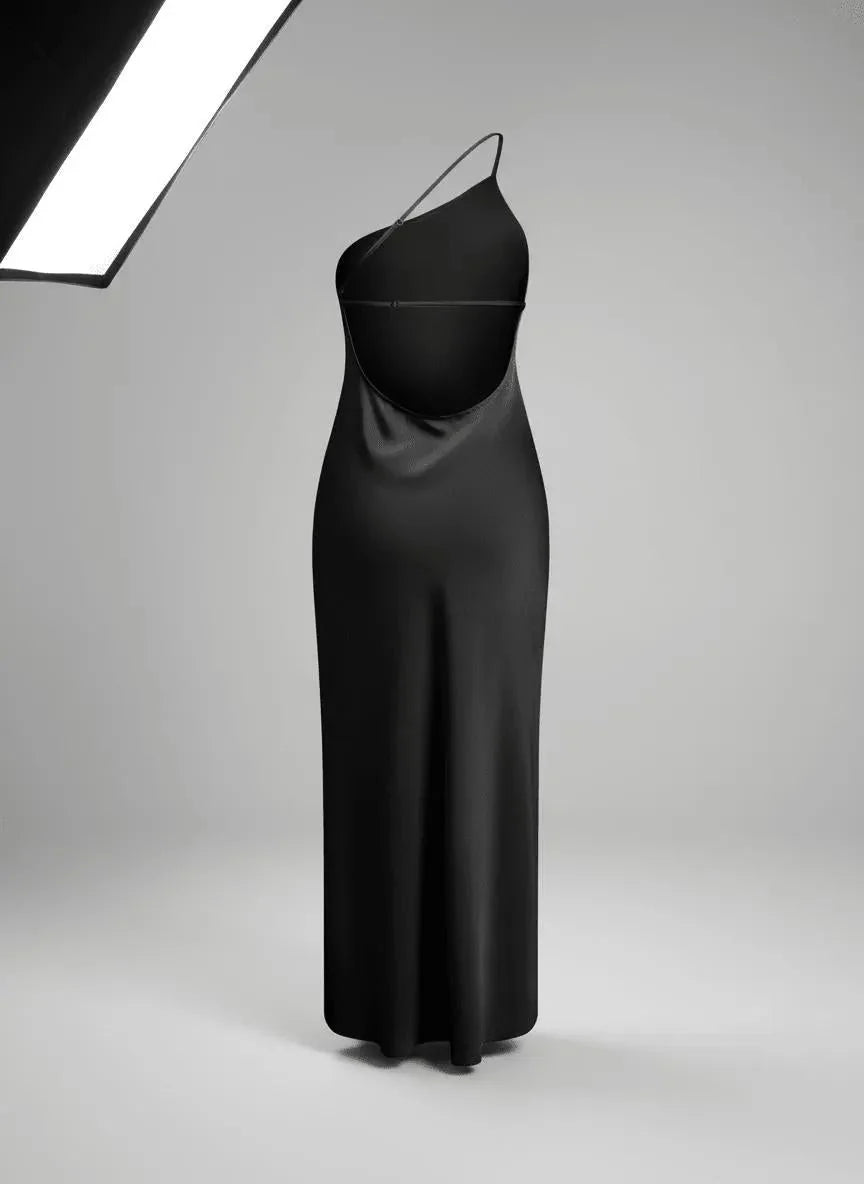 Miss | Jurk Dames Maxi Elegant One-Shoulder Split - Satijn