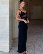 Averra | Maxi jurk met mesh cut-out & spaghetti bandjes
