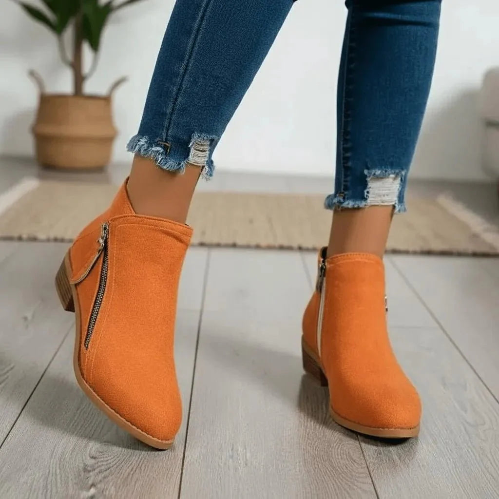Miss | Enkellaarzen Dames Casual Blokhak Zijrits - Suède