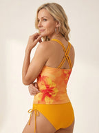 Tankini met bloemenprint en spaghettibandjes