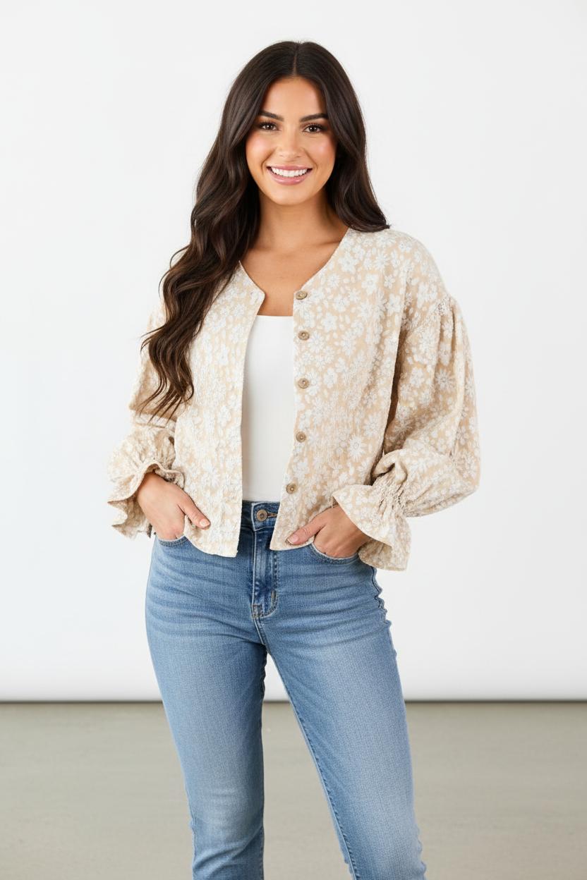Sienna’s | Viscose Blouse Women – Puff Sleeves, Ruched Cuffs