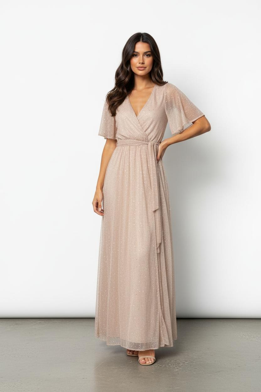 Sienna’s | Dress Women Maxi Wrap Butterfly Sleeve – Polyester