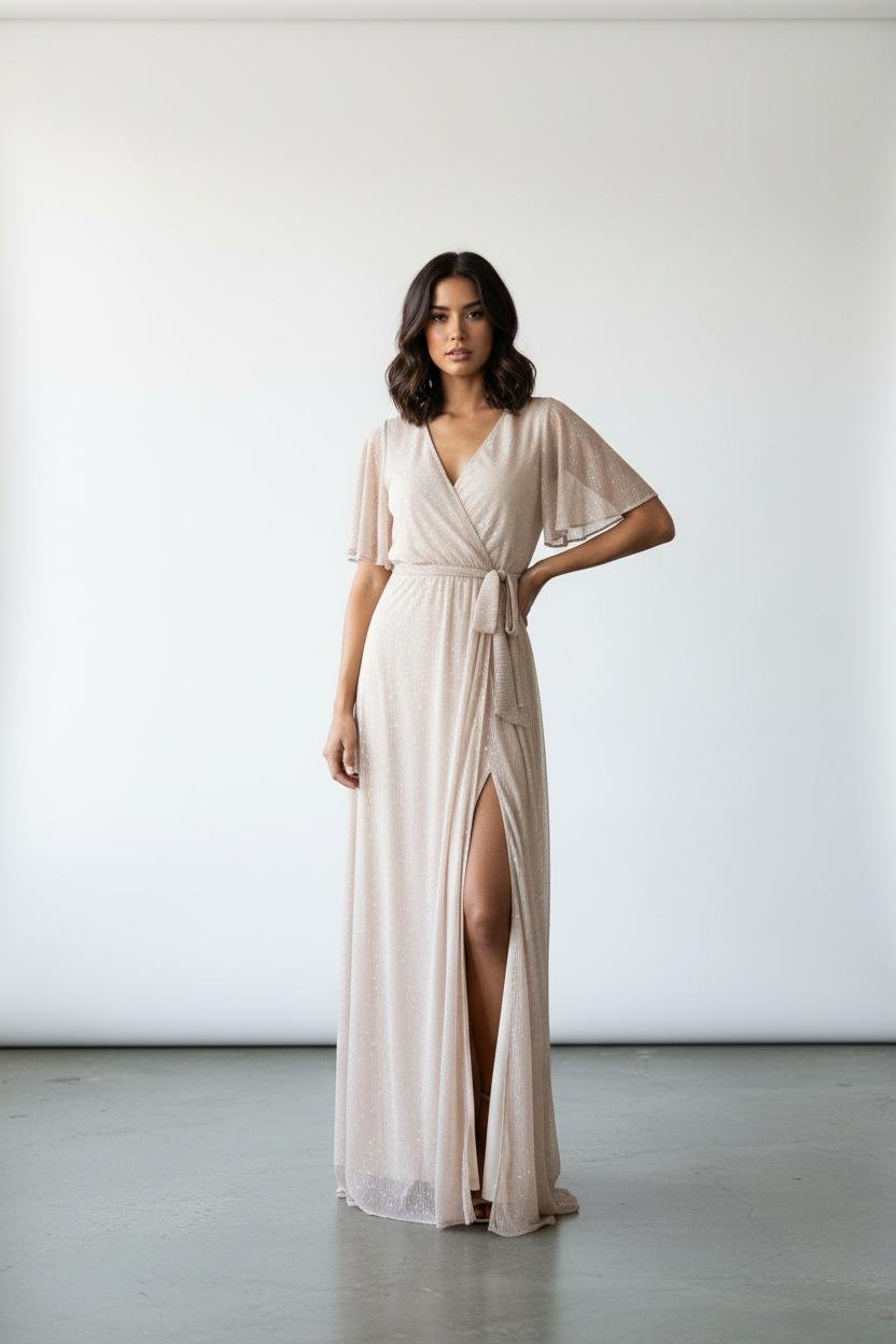 Sienna’s | Dress Women Maxi Wrap Butterfly Sleeve – Polyester