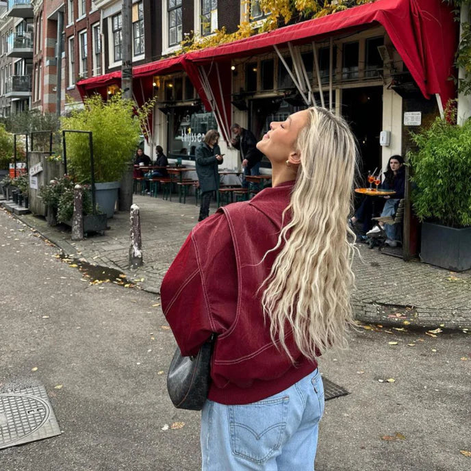 Miss | Jas Dames Oversized Relaxed Rood - Leer