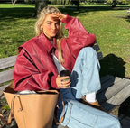 Miss | Jas Dames Oversized Relaxed Rood - Leer